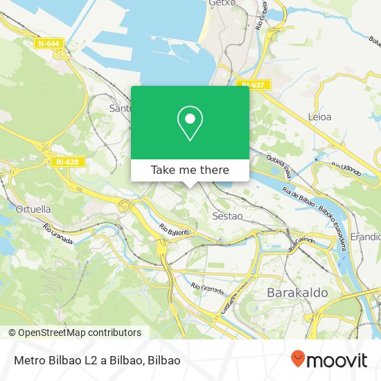 Metro Bilbao L2 a Bilbao map