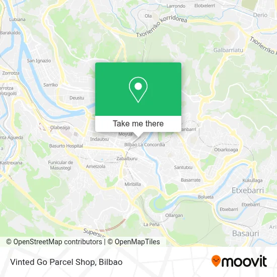 Vinted Go Parcel Shop map