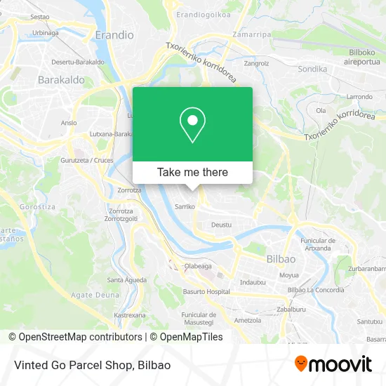 Vinted Go Parcel Shop map