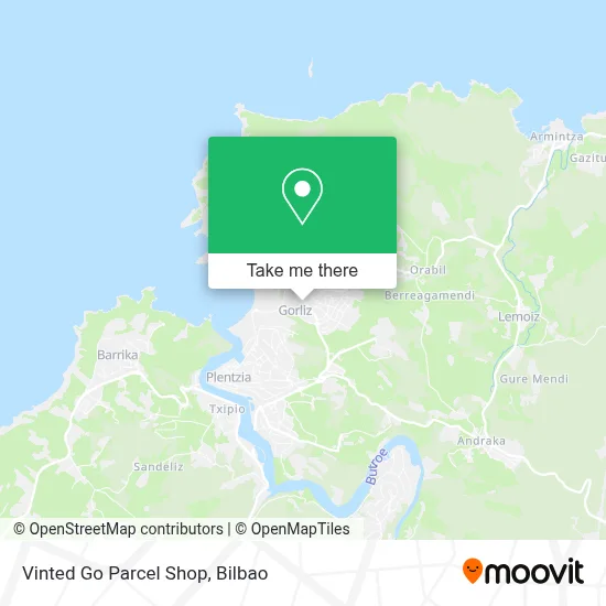 Vinted Go Parcel Shop map