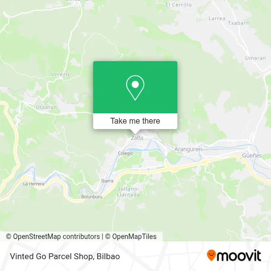 Vinted Go Parcel Shop map
