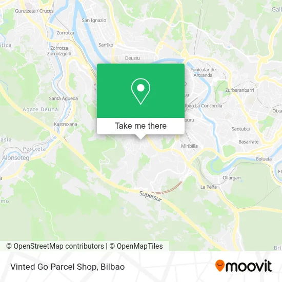 Vinted Go Parcel Shop map
