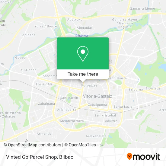 Vinted Go Parcel Shop map