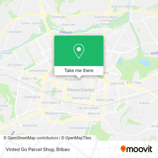 Vinted Go Parcel Shop map