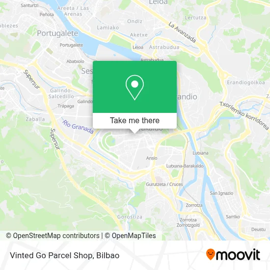 Vinted Go Parcel Shop map