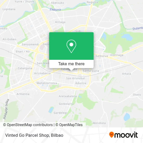 Vinted Go Parcel Shop map