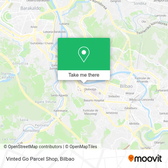 Vinted Go Parcel Shop map