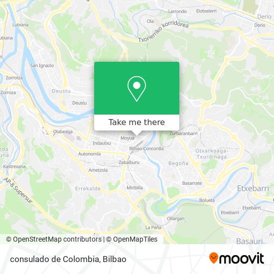 consulado de Colombia map