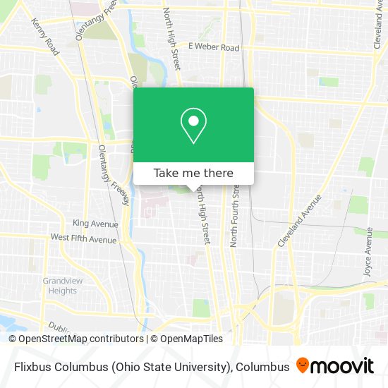 Mapa de Flixbus Columbus (Ohio State University)