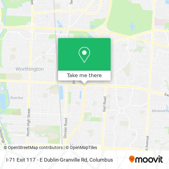 I-71 Exit 117 - E Dublin-Granville Rd map