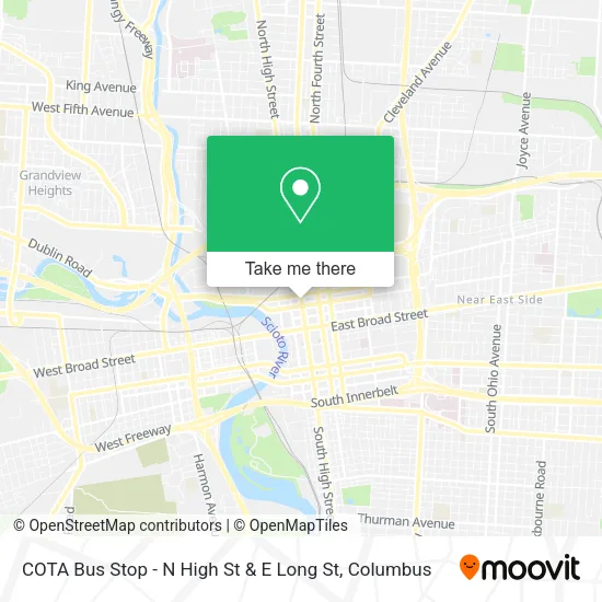 COTA Bus Stop - N High St & E Long St map