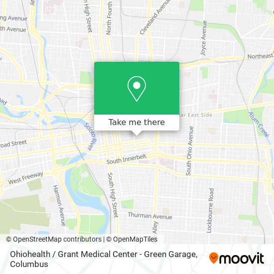 Ohiohealth / Grant Medical Center - Green Garage map