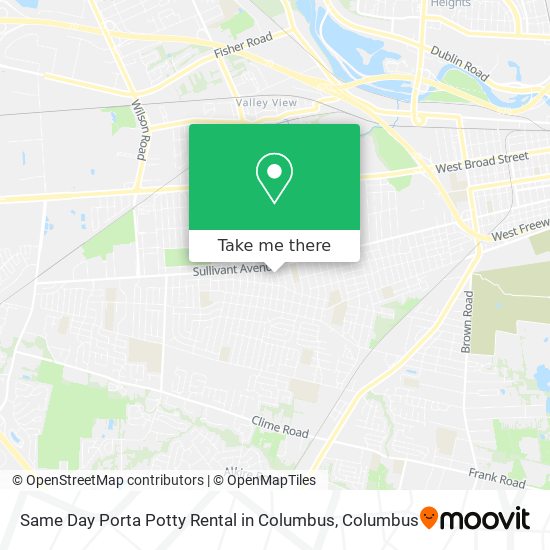 Same Day Porta Potty Rental in Columbus map