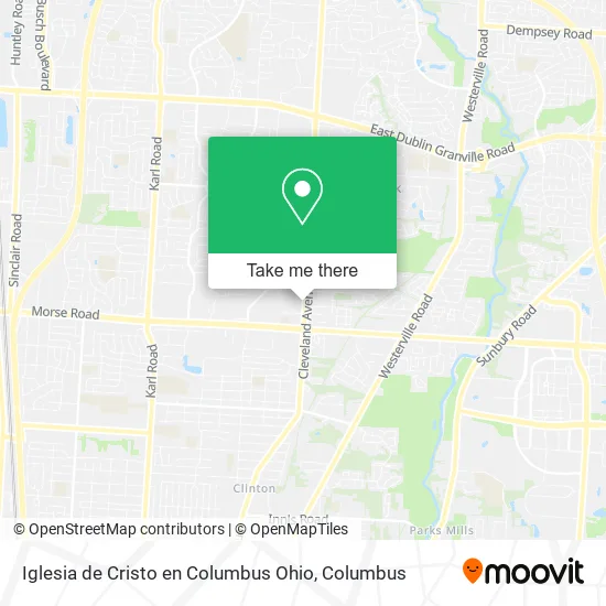 Mapa de Iglesia de Cristo en Columbus Ohio
