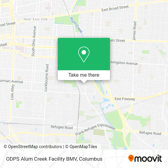 Mapa de ODPS Alum Creek Facility BMV
