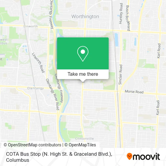 Mapa de COTA Bus Stop (N. High St. & Graceland Blvd.)