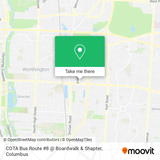 Mapa de COTA Bus Route #8 @ Boardwalk & Shapter