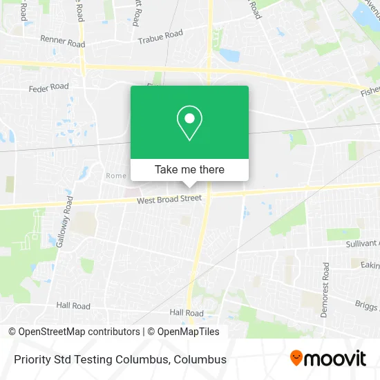 Priority Std Testing Columbus map