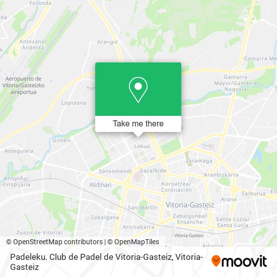 mapa Padeleku. Club de Padel de Vitoria-Gasteiz