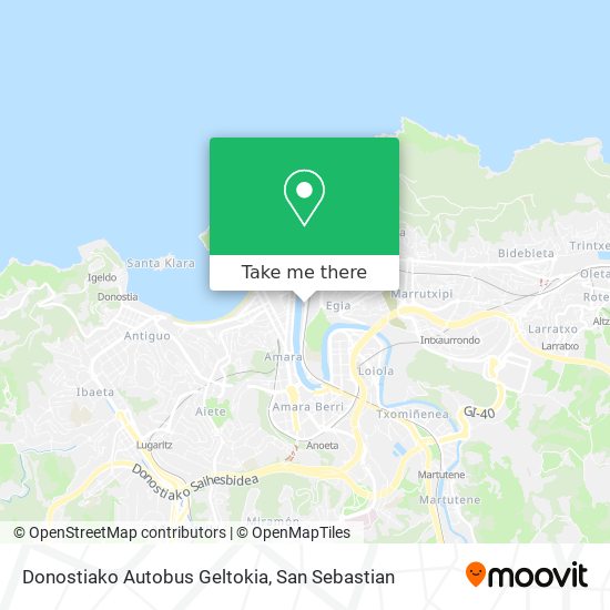 mapa Donostiako Autobus Geltokia