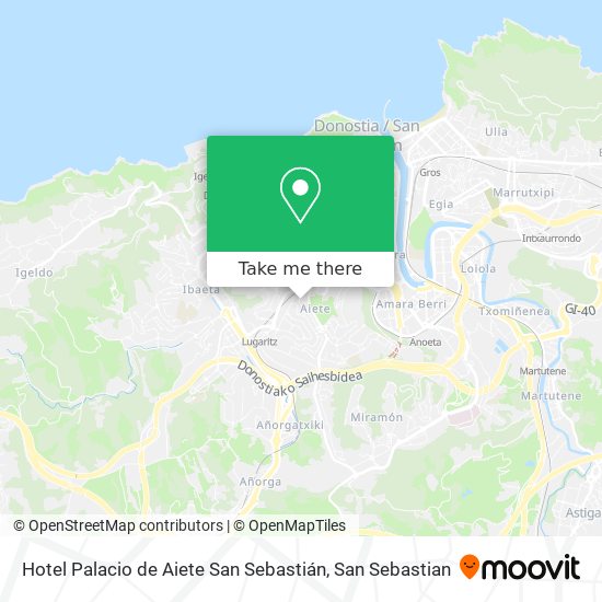 mapa Hotel Palacio de Aiete San Sebastián