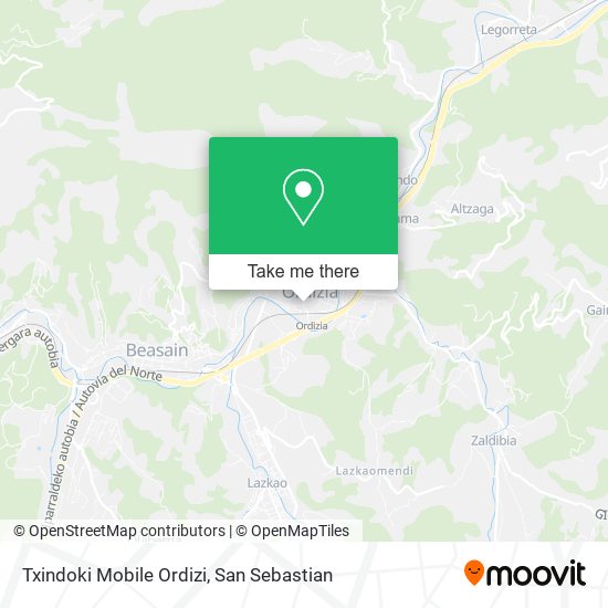 Txindoki Mobile Ordizi map