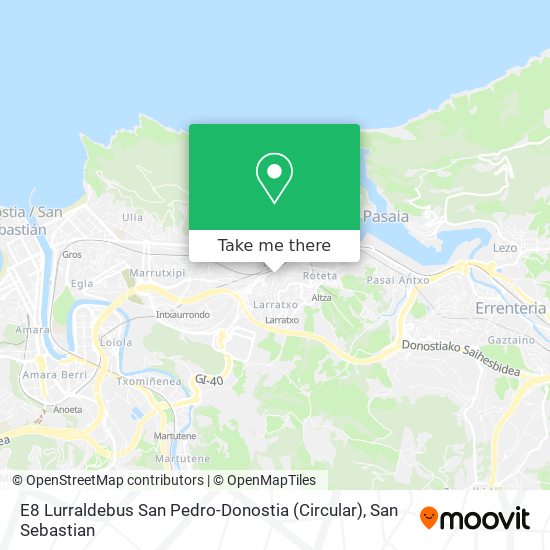 E8 Lurraldebus San Pedro-Donostia (Circular) map