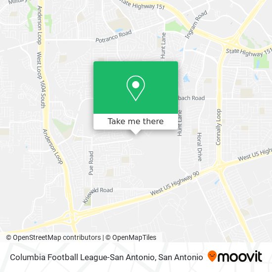 Mapa de Columbia Football League-San Antonio