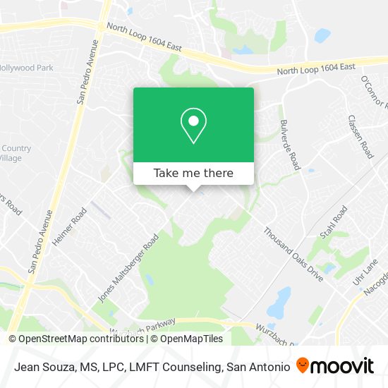 Jean Souza, MS, LPC, LMFT Counseling map