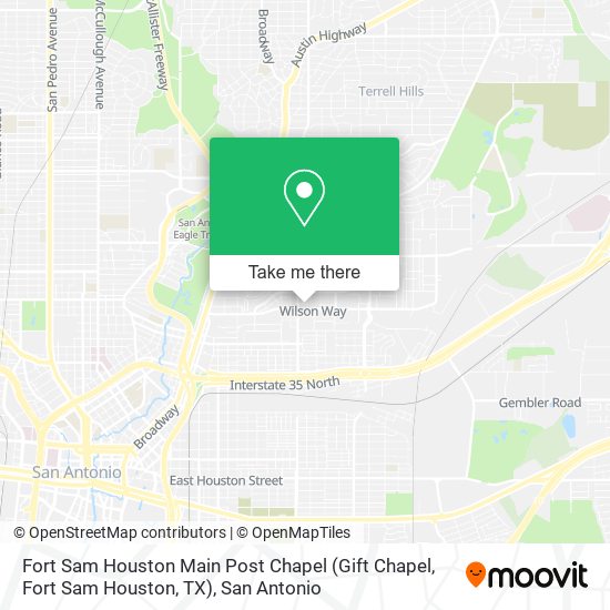 Fort Sam Houston Main Post Chapel (Gift Chapel, Fort Sam Houston, TX) map