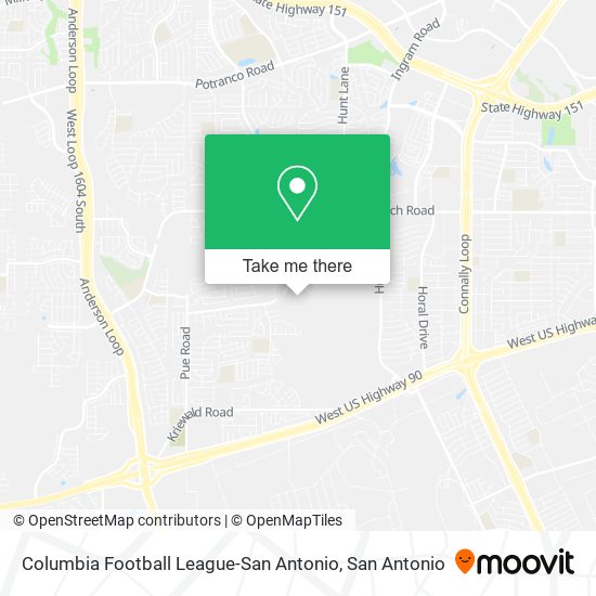 Columbia Football League-San Antonio map