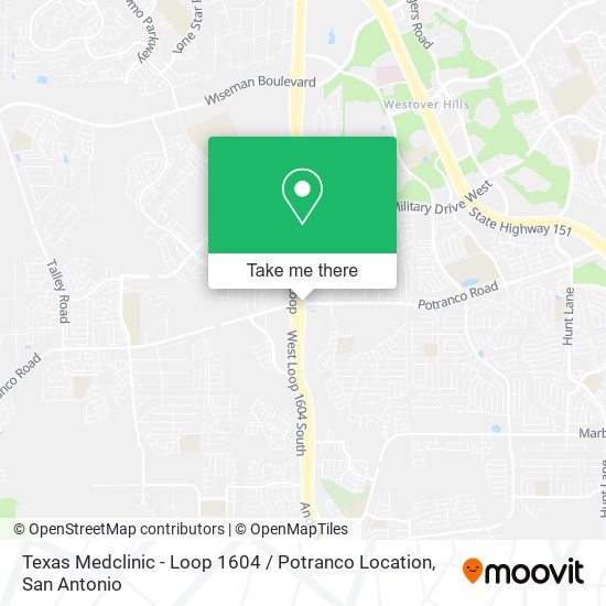 Mapa de Texas Medclinic - Loop 1604 / Potranco Location