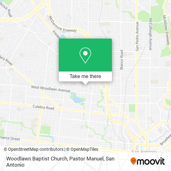 Woodlawn Baptist Church, Pastor Manuel map