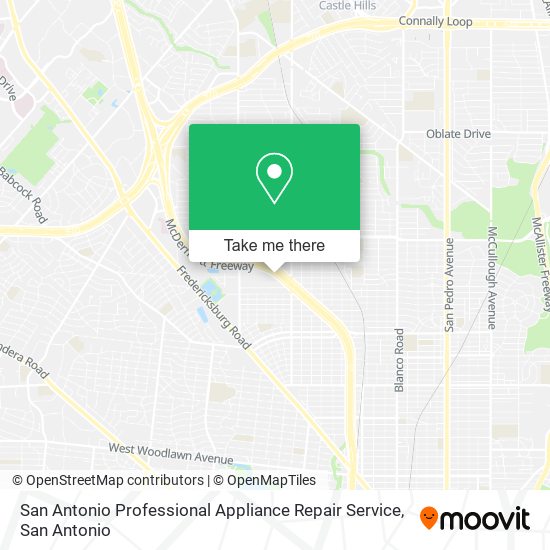 Mapa de San Antonio Professional Appliance Repair Service