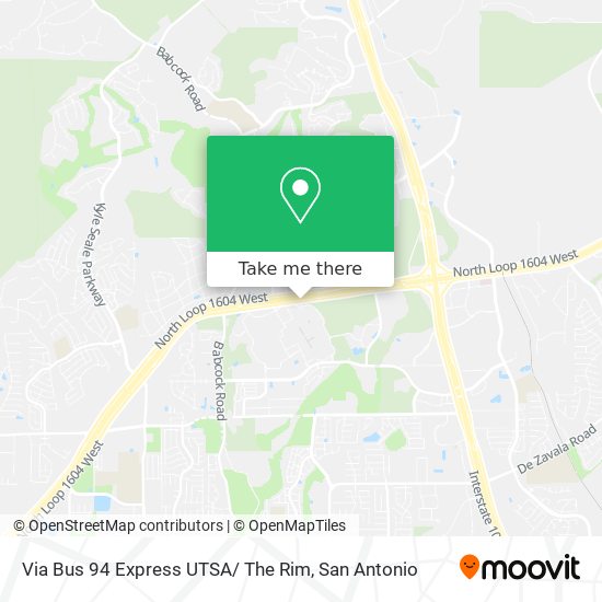 Via Bus 94 Express UTSA/ The Rim map