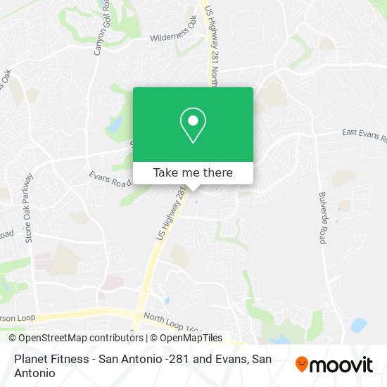 Planet Fitness - San Antonio -281 and Evans map