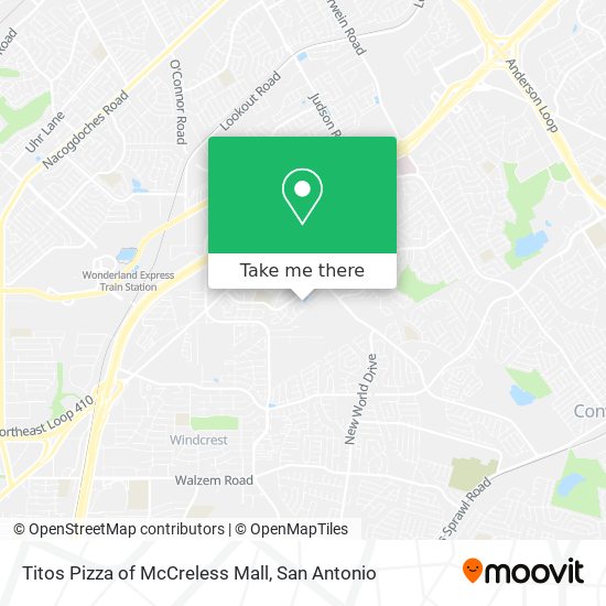 Titos Pizza of McCreless Mall map