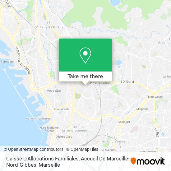 Caisse D'Allocations Familiales, Accueil De Marseille-Nord-Gibbes map