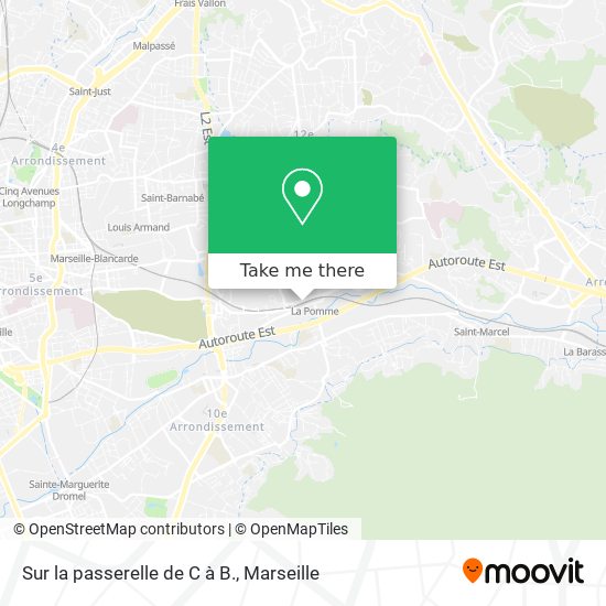 Sur la passerelle de C à B. map