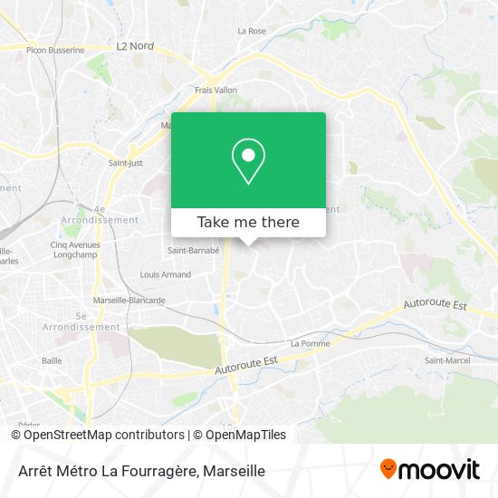 Arrêt Métro La Fourragère map