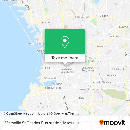 Mapa Marseille St Charles Bus station