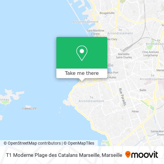 T1 Moderne Plage des Catalans Marseille map