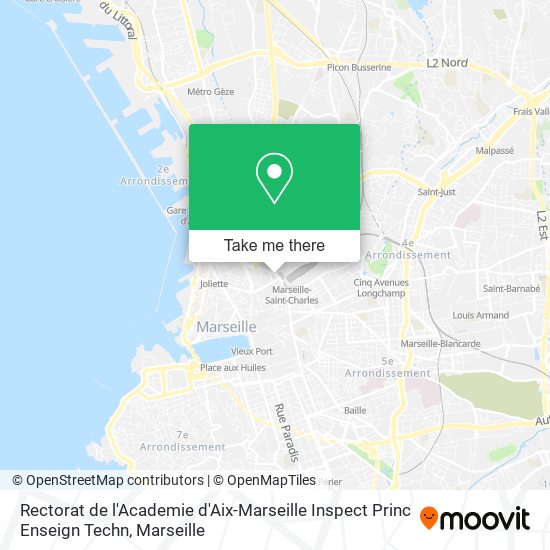 Mapa Rectorat de l'Academie d'Aix-Marseille Inspect Princ Enseign Techn