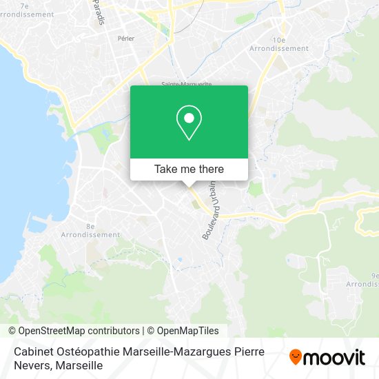Cabinet Ostéopathie Marseille-Mazargues Pierre Nevers map