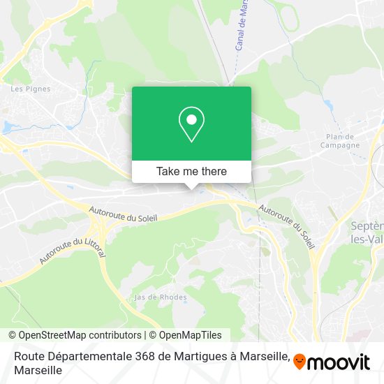 Route Départementale 368 de Martigues à Marseille map