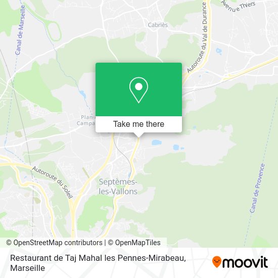 Restaurant de Taj Mahal les Pennes-Mirabeau map