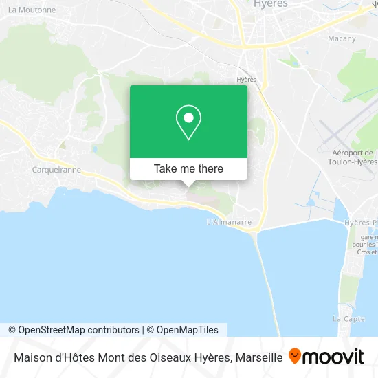 Maison d'Hôtes Mont des Oiseaux Hyères map