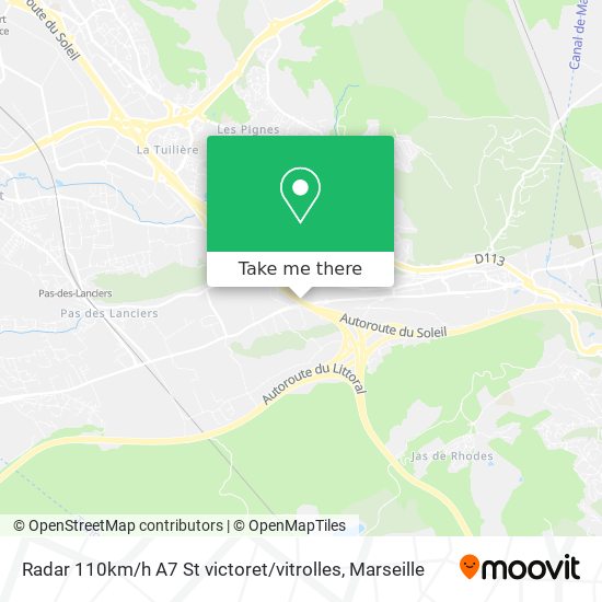 Radar 110km / h A7 St victoret / vitrolles map