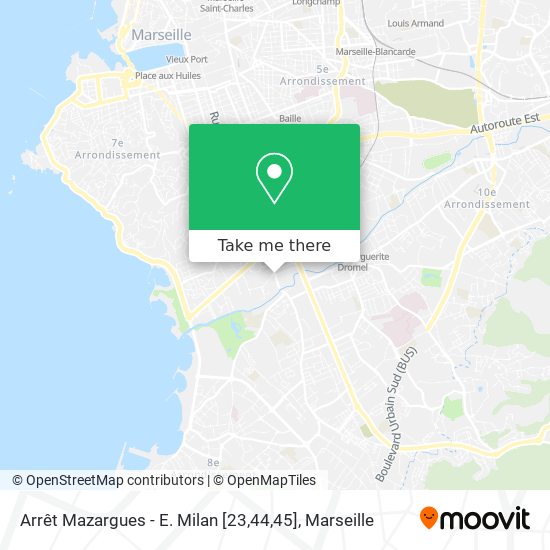 Arrêt Mazargues - E. Milan [23,44,45] map