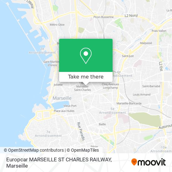 Mapa Europcar MARSEILLE ST CHARLES RAILWAY